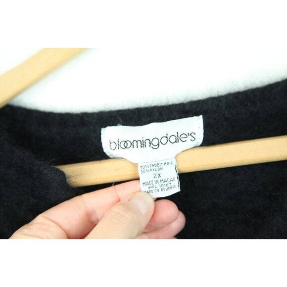 VTG 90s 70% Angora Sweater 2X L 42" Chest Black Grunge Fuzzy Pullover Bombshell - Picture 5 of 7